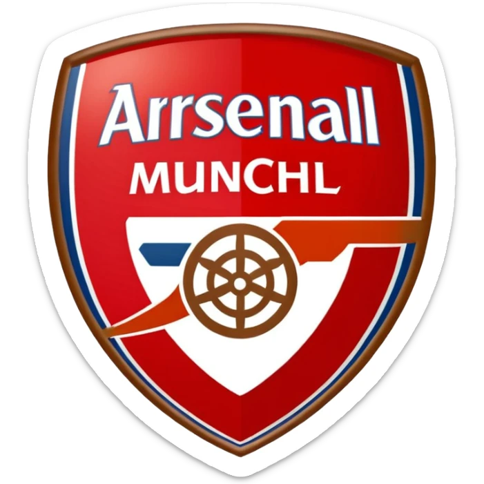 A logo Shape Like Arsenal With Nams Bastard München And Colors Brown And Red In The Middle sticker