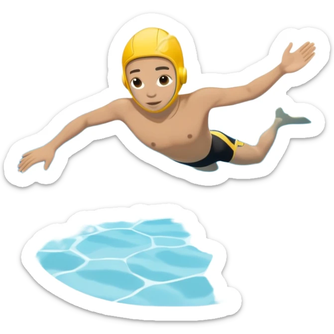 inexperienced but determined person diving into a pool of divers, with a pool named confidence... glowing body  sticker