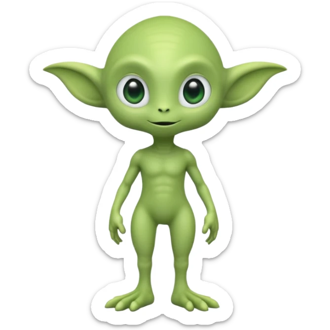 full body cute humanoid peacefull alien furry with 2 legs and eye stalks stands upright and looks intelligent ...wears clothing sticker