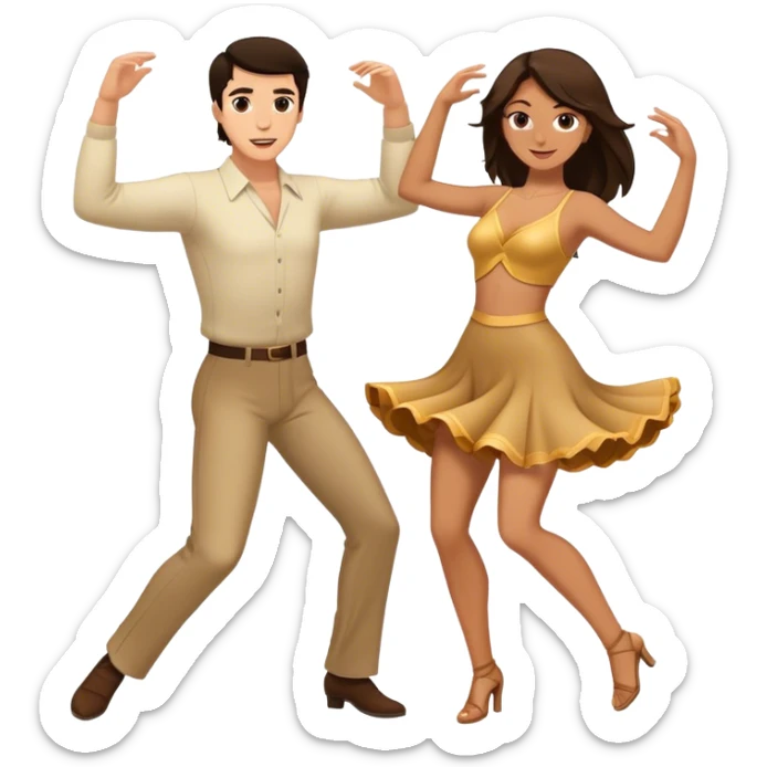White Man with dark hair and white woman with brown hair dancing sticker