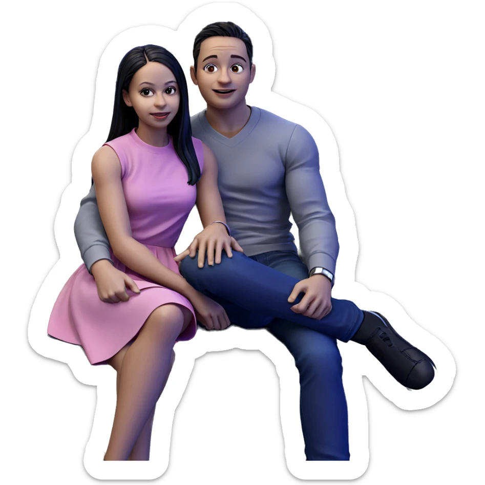 couple sitting on the couch sticker