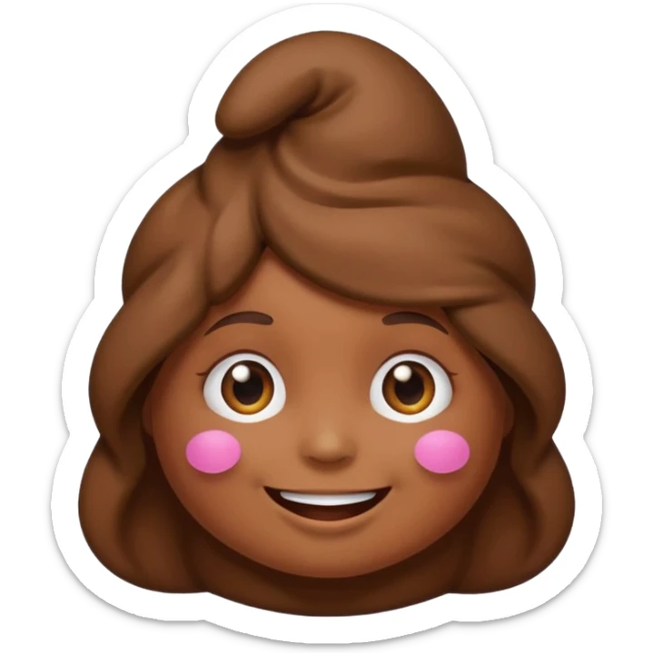Un fille a la tête de caca smile et habillé en caca sticker