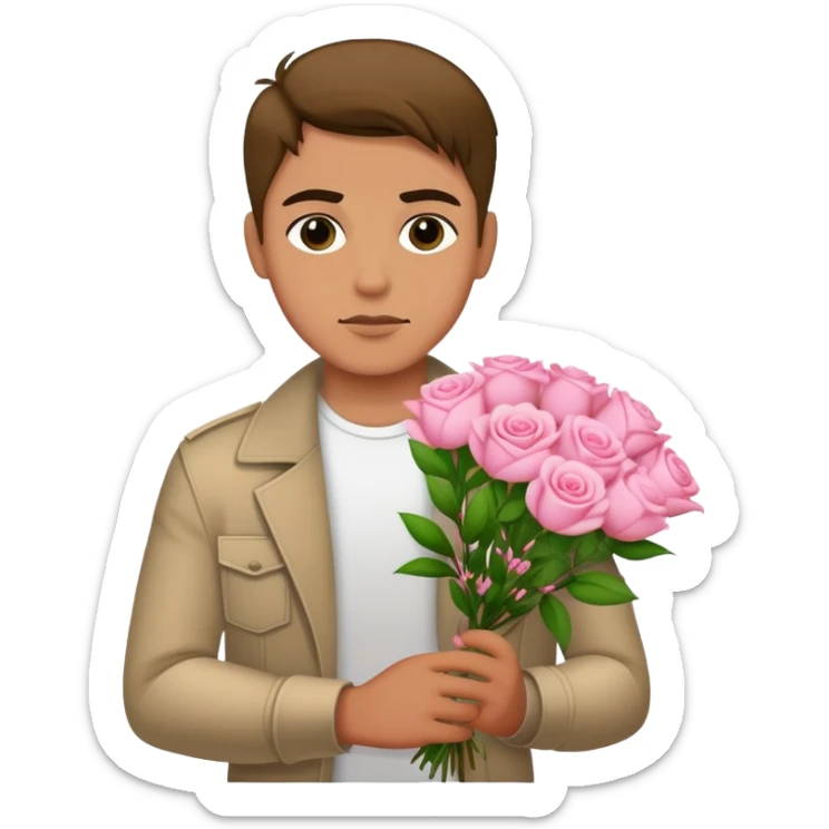 The bad boy is holding a bouquet of pink jasmine roses sticker