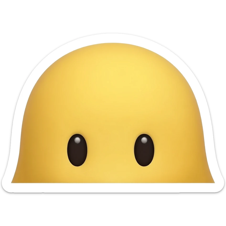 Yellow emoji face sneakily peeking from behind wall looking innocent and bottom half of face hidden behind wall sticker