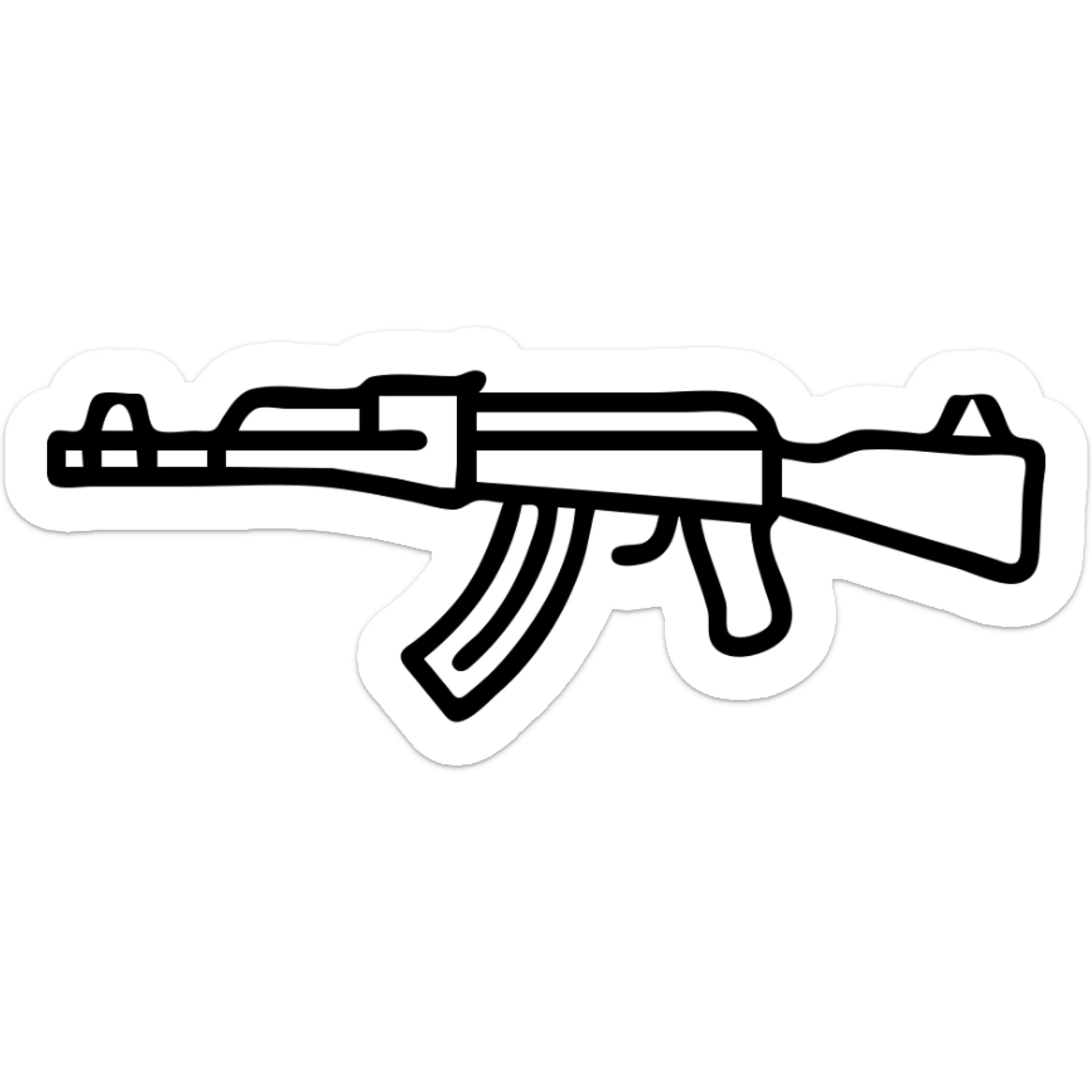 black AK-47 assault rifle, orange bows attached to the barrel and stock, clean, icon style, no background sticker