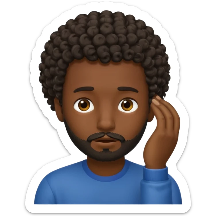 face palm man, dark skin , short hair curly , facial  small beard sticker
