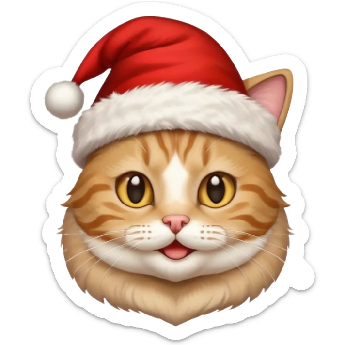 Un gato con gorro navideño Cara feliz Para El día de Navidad sticker
