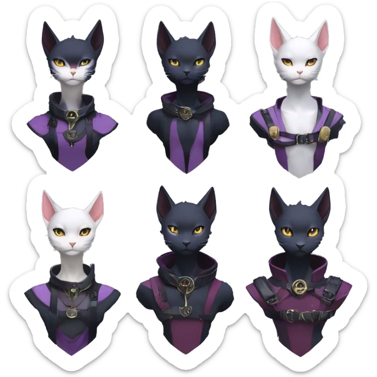 cool kawaii anime edgy distinguished pretty elegant beautiful fantasy black ethereal nargacuga-Noivern-sphynx-Quiana-Fakemon collar techwear harness belt pouches sticker