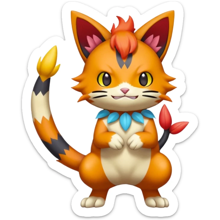 Sprigatito-Floragato-Meowscarada-Torracat-Pokémon-Fakémon-hybrid-fusion-creature (full body) sticker