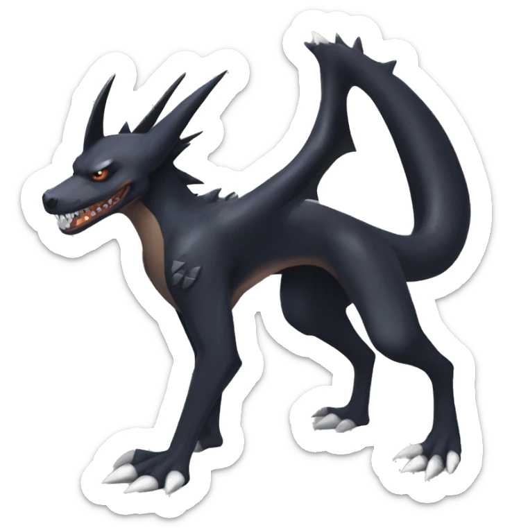 Black Cool Edgy Nargacuga-Garchomp-Houndoom-Sergal Fakémon with Edgy markings,  full body sticker