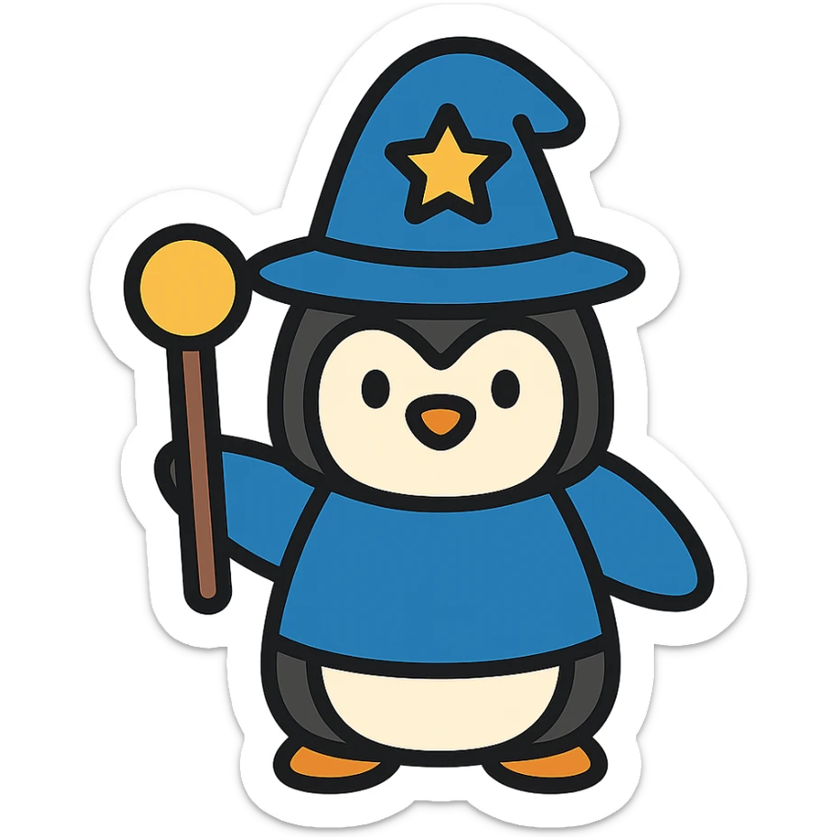 penguin wizard sticker