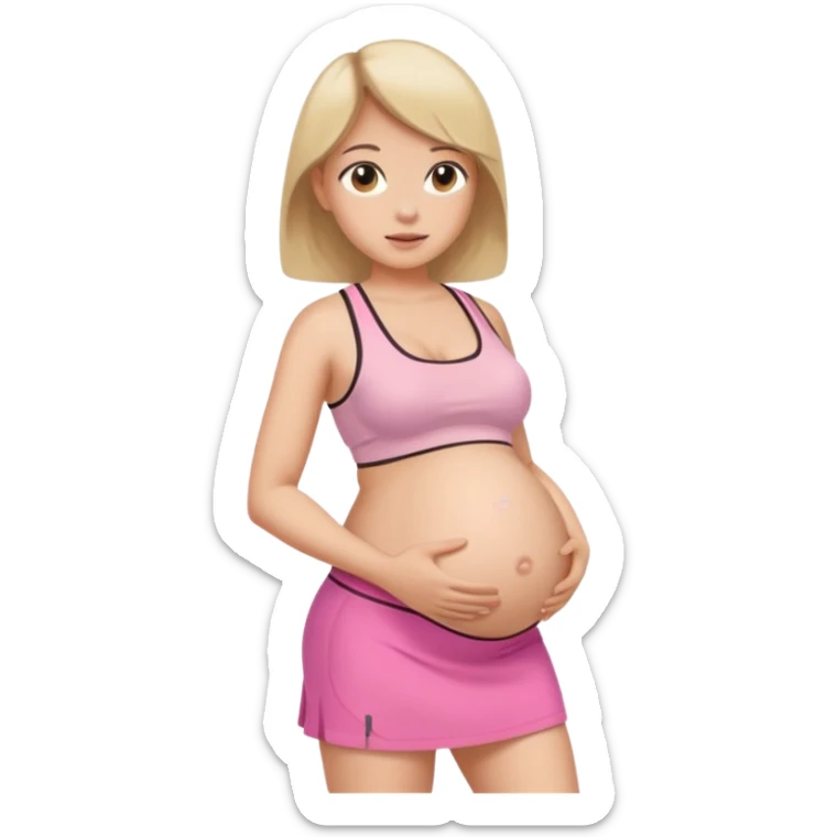 Pregnant girl wearing mini skirt and sport clothes sticker