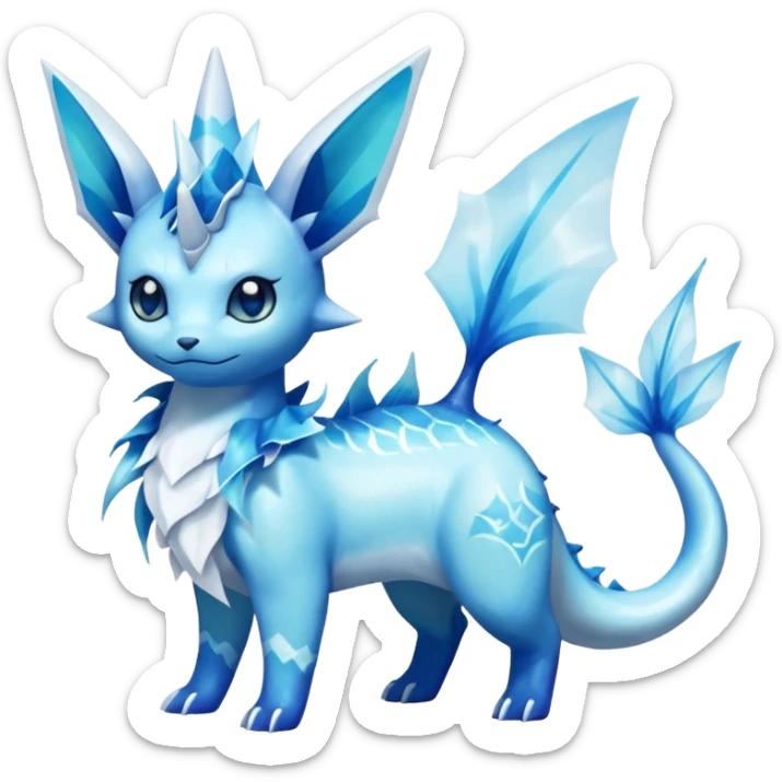 Lumineon-Vaporeon-Glaceon-Dragonair-Fakémon-hybrid-creature (full body)  sticker