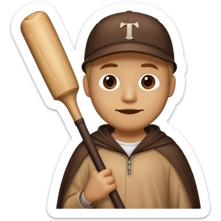 A wooden guy with a bat name tung tung tung sahur sticker