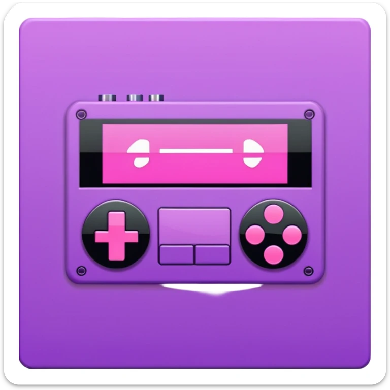 Necesito botones para un reproductor de música, los botones tienen que mezclar un estilo pixel art con vaporwave y usar como coló principal un morado, tienen que ser de: Rewind, Play, Pause, Forward y Stop sticker
