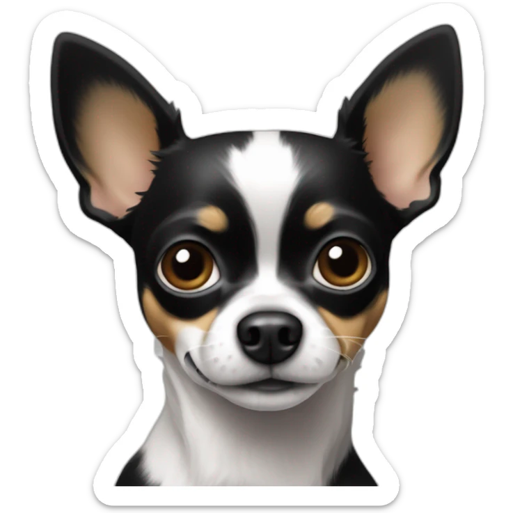 Chienne noire chihuahua poils longs ventre blanc et bouts des pattes blancs sticker