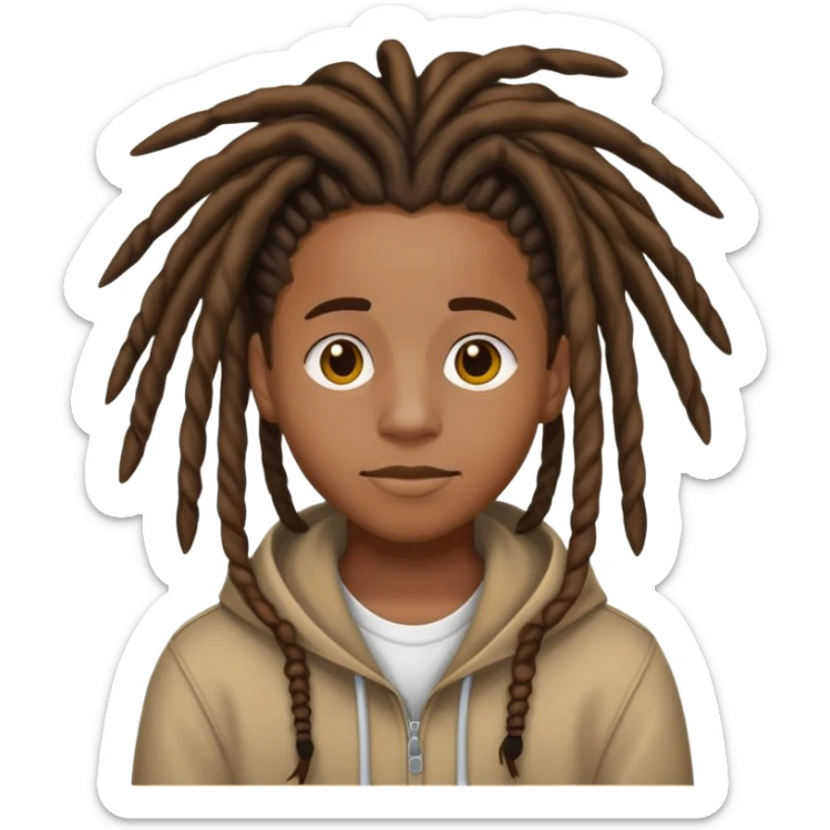 Creat an apple style emoji of a african american teen with hightop dreads sticker