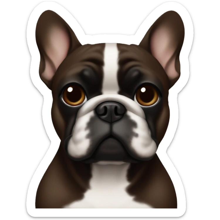 Dark brown Frenchie with a darker brown almost black mask kind of chunky  sticker