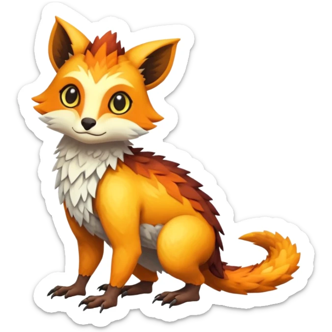 warm-colored Vernid-Trico-Fionbri-creature (full body) sticker