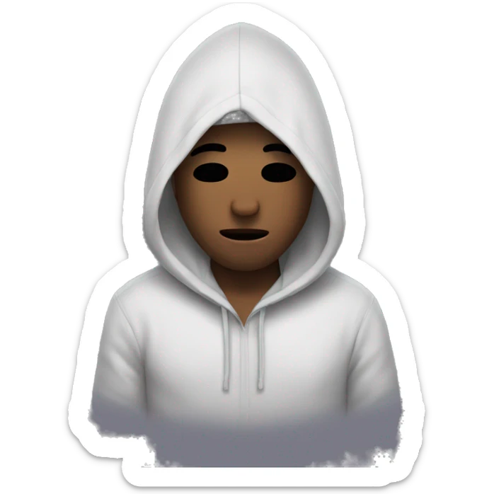 a Person with his hair covering his eyes with a hoodie  sticker