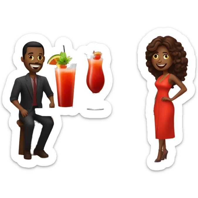 2 men and 2 women drinking Bloody Mary cocktails at the bar sticker