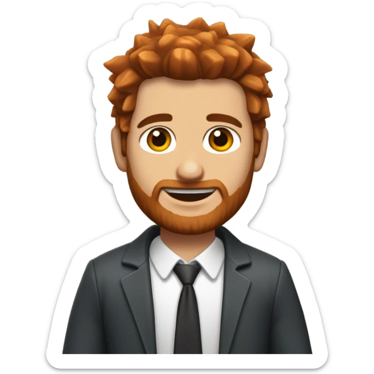 white man, spiky brown hair, blue eyes, trim beard, serving wings at a buffalo wing restaurant sticker