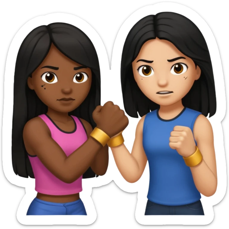 mexican with long black hair fist-fighting a girl  sticker