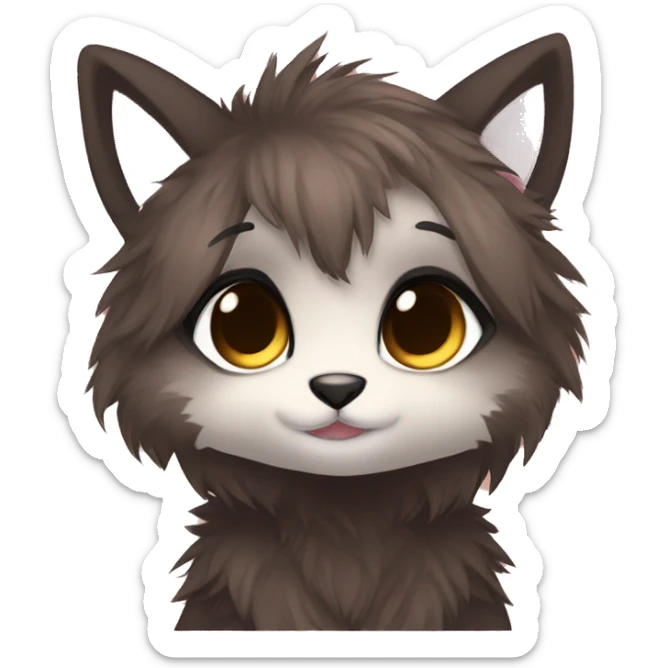 Anthro Shy Cute Cool Kawaii Edgy Chibi Dark Brown Furry Animal Anthro Sona sticker