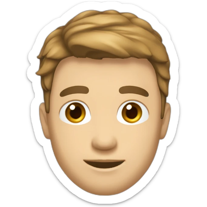 Crea un hombre alto de contextura media,piel blanca cabello castaño claro y liso con corte de cabello corto peinado hacia arriba sticker