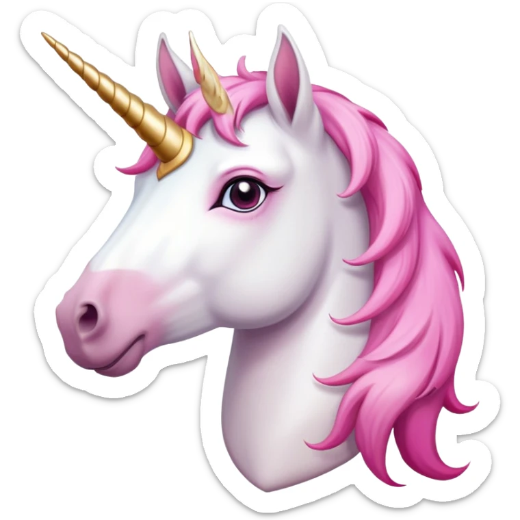 head of an anthropomorphised female unicorn horse, looking straight ahead, relaxed pose sticker