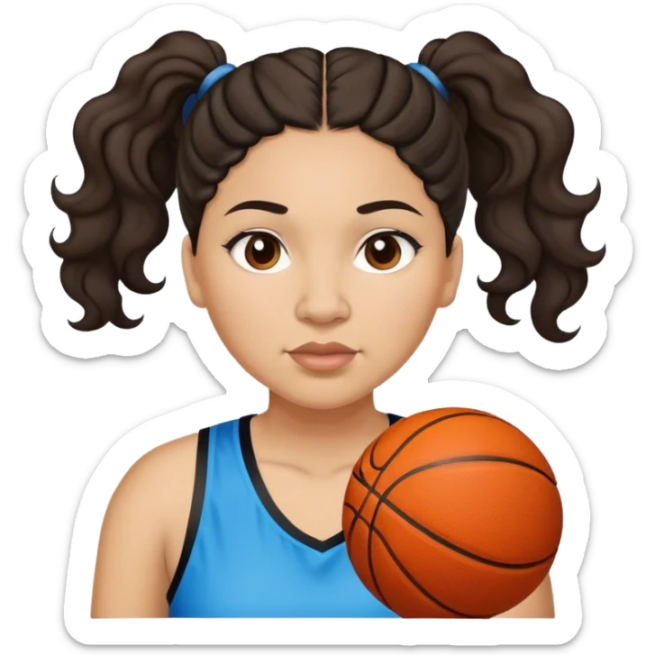  plus size light skin latino women basketball player with wavy dark hair in pony tail flat wide nose  sticker