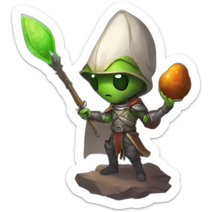 let him cook alien emoji scifi roguelike rpg style inspired by slay the spire digital art sticker