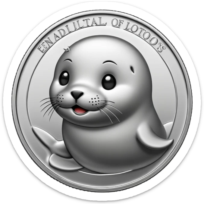 Make a coin engraved cute seal  whole body and coin price goes up sticker