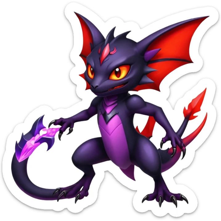 Shiny Epic Badass Gothic Dark Noibat-Salandit-Litten-Hybrid (full body) sticker
