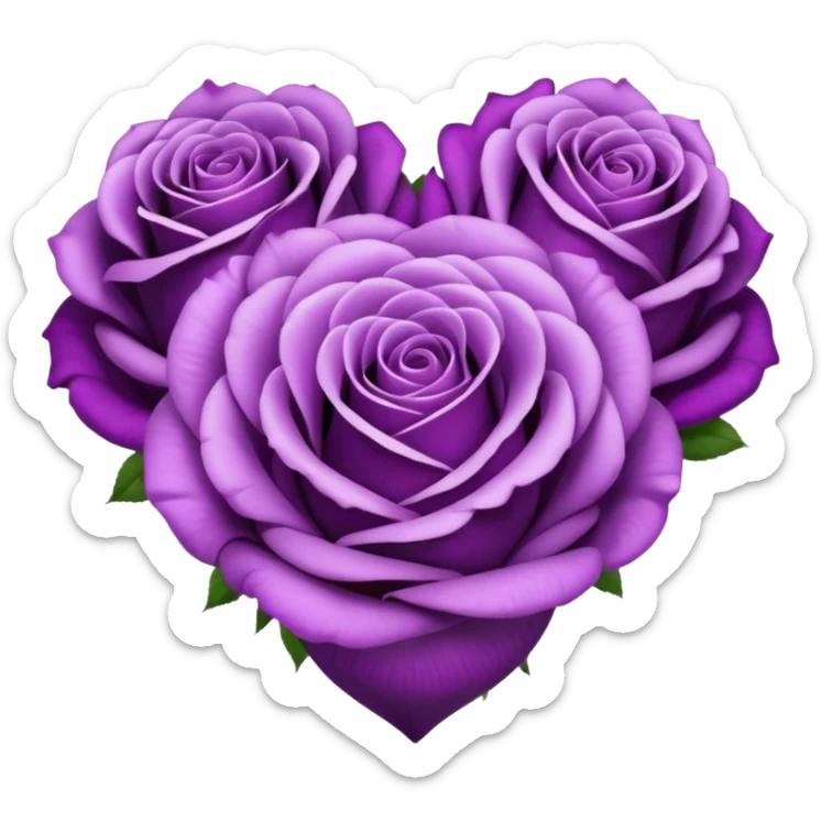 Heart made of purple roses and text in the center that says Ginger  sticker