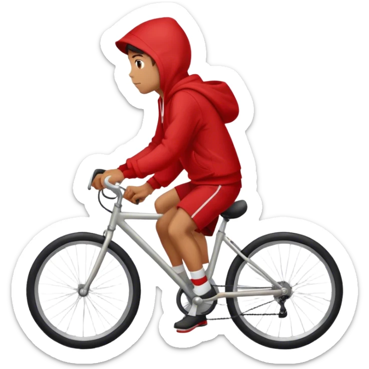 Wearing a red hoodie on a bicycle  sticker