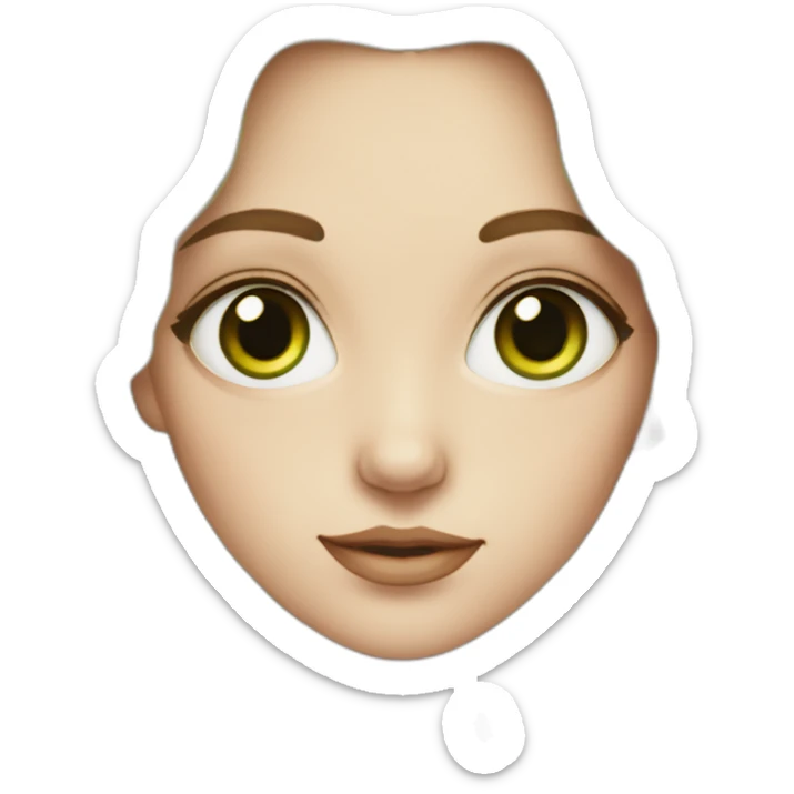 white woman with green eyes and wavy medium dark hair and big eyes with long eyelashes sticker