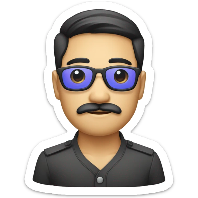 homme asiatique  drapeau thailande yeux en amande avec une moustache et un bouc et des lunette transparante  sticker