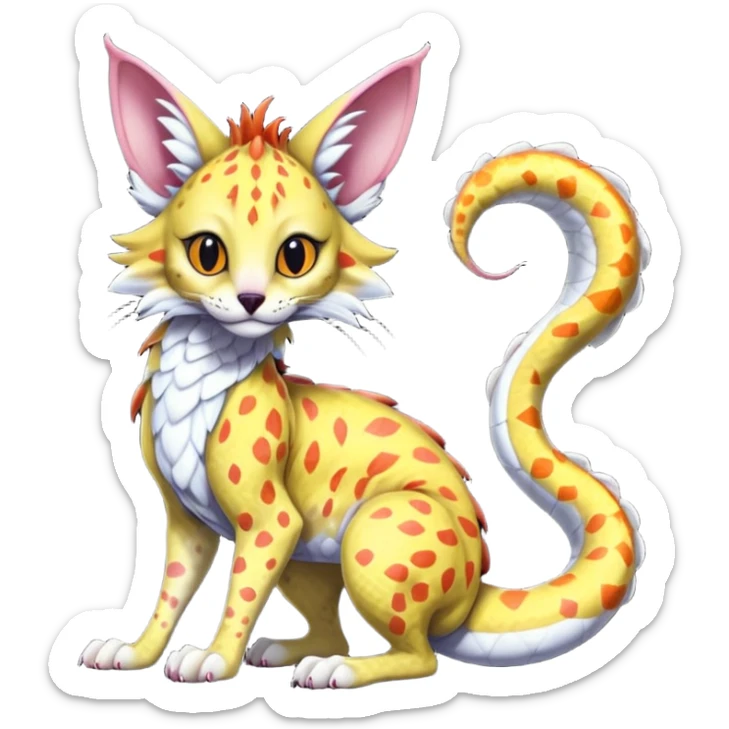 Flurry furry scaly sergal-serval-possum-sphynx-Koi-sergal-fusion-animal-hybrid-creature with a snake-tail sticker