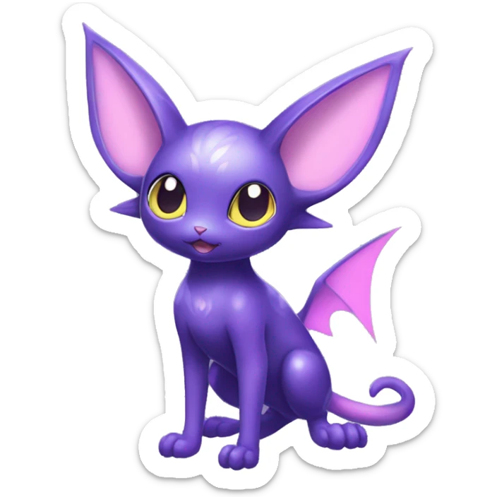 Shiny Cute Kawaii Ethereal Dark Noibat-Delcatty-Espeon-fusion-hybrid full body sticker