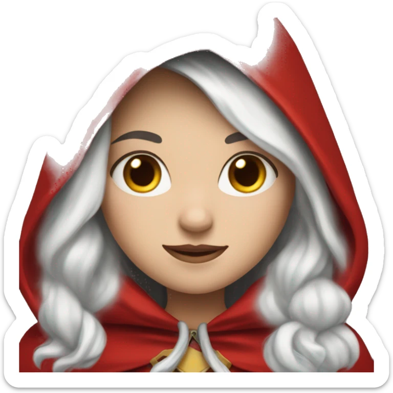The white girl with white hair in the red cape and red hood. sticker