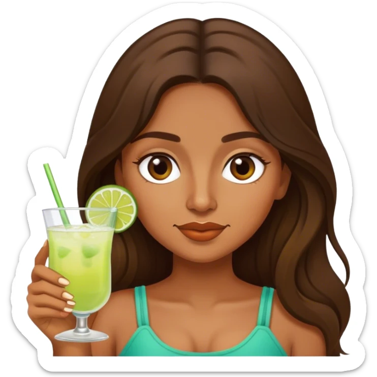 Long-brown-hair-brown Girl drinking margarita sticker