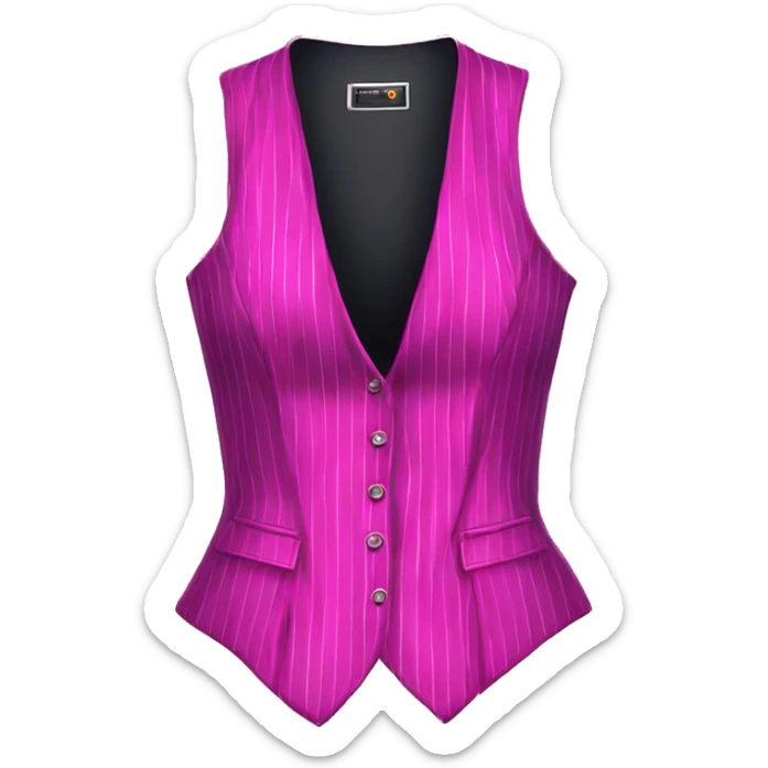 Realistic isolated hot pink and magenta pinstriped feminine fashion hater top vest. sticker
