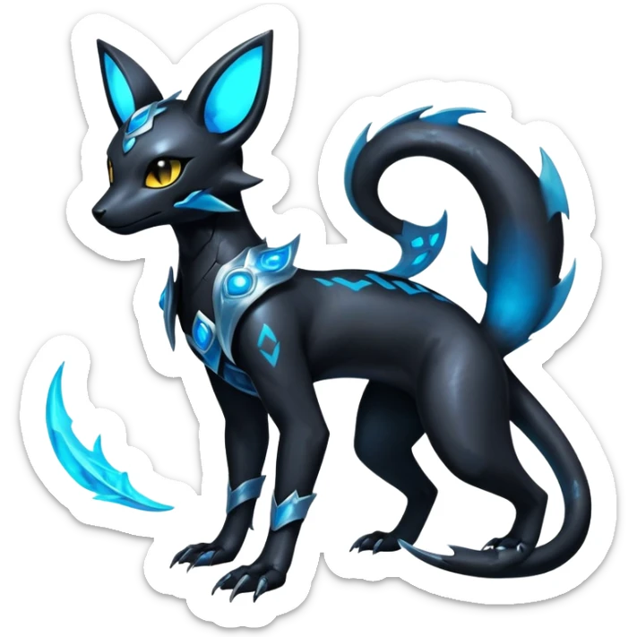 Shiny Dark Edgy Majestic Sophisticated Modern Gothic Gloomy Futuristic Salandit-Umbreon-Delcatty-Hybrid (Full body) sticker