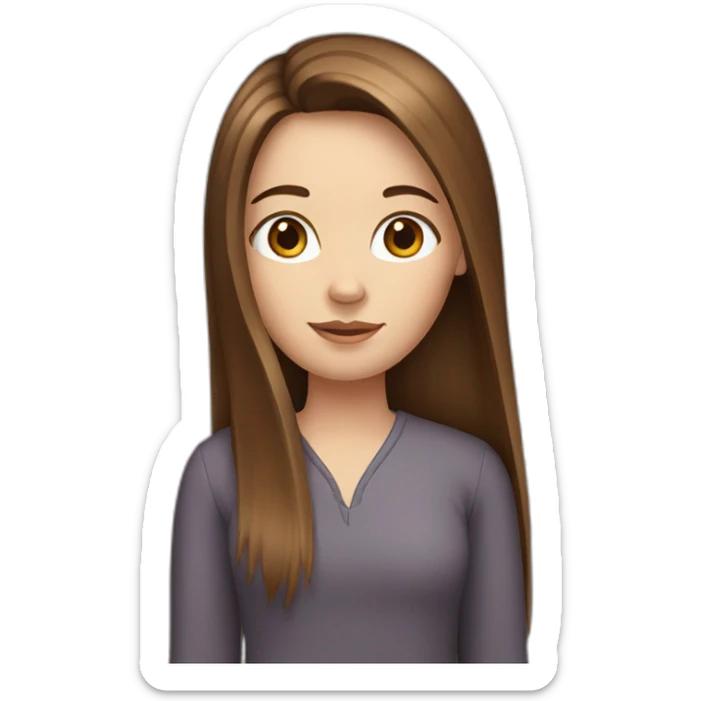 Short white girl with long straight brown hair sticker