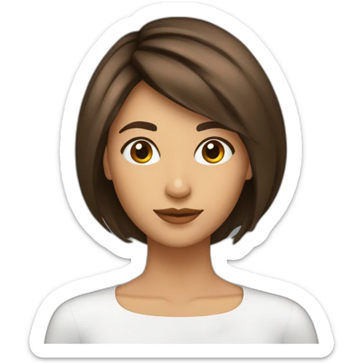 Mujer, 35 años, pelo color marrón, corte carre largo y flequillo con línea al medio sticker