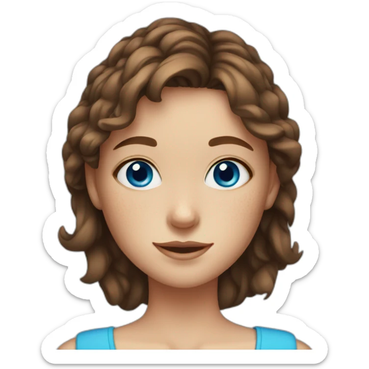 girl with blue eyes with brown hair and with freckles sticker