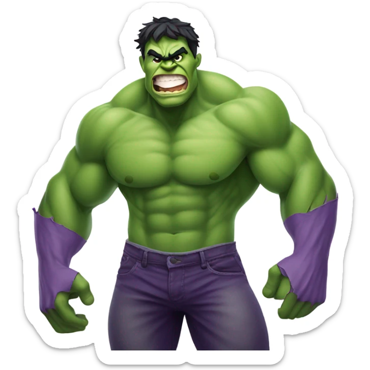 Animated Gif of a smily face emoji depicting the Incredible Hulk sticker
