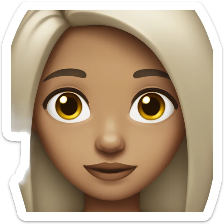 Girl white skin brown hair dark brown eyes middle part sticker