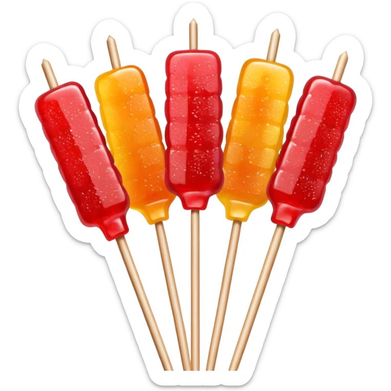 Tanghulu candied fruit skewers with red sugar coating, Chinese street food sticker